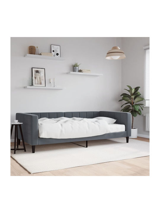 Sofa Bed Single Upholstered with Fabric Dark Gr...