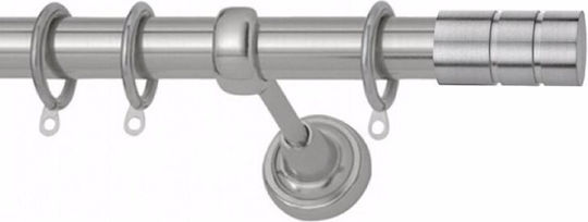Metallic Curtain Pole Groove Double with Rod Φ25mm 160cm Nickel Satin