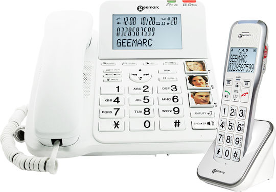 Geemarc Senior Telephone Corded Base Station Combi 596 Additional Handset White