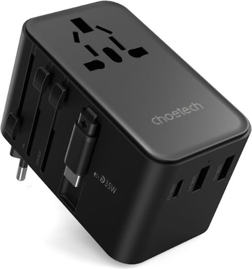Choetech Адаптер за контакти Universal с 3 USB порта