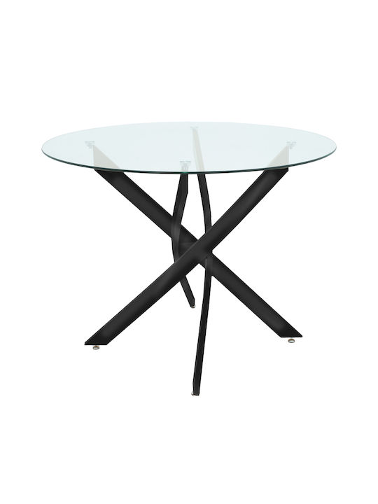 Antoro Round Table with Glass Surface Black 80x...