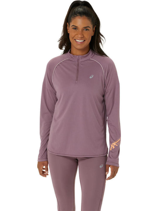 Icon Women's Blouse Long Sleeve with Zipper Purple