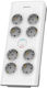 Philips Surge Protector Power Strip 8 Outlets 2 M Length White Child Protection