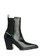 Leather Women's Ankle Boots with High Heel Black