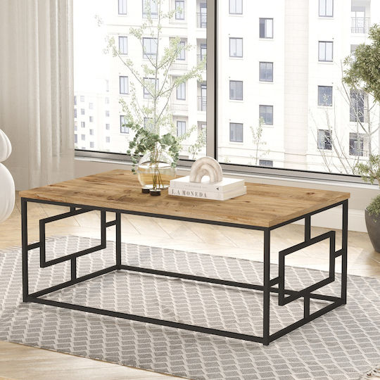 Rectangular Central Coffee Table Kinross made of Solid Pine Wood Anthracite M100xW60xH40cm