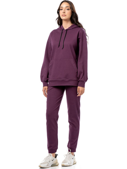 Bodymove Γυναικείο Φούτερ με Κουκούλα Purple