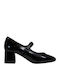 Patent Leather Black Heels with Strap