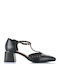 Leather Black Heels with Strap