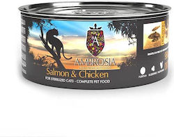 Ambrosia Wet Food for Neutered Adult Cat in Can with Chicken, Salmon, Liver and Pumpkin Without Cereals 150gr AM25206