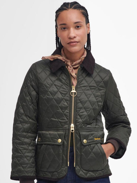 Barbour Κοντό Γυναικείο Puffer Μπουφάν για Χειμώνα Πράσινο