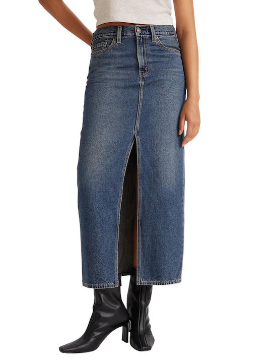 Levi's Denim Fustă Midi Dark Indigo