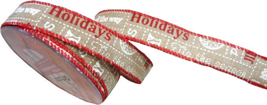 Κορδέλα Υφασμάτινη Σύρμα "happy Holidays" 2,5cm 9m