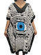 Platinum Fashion Women's Mini Caftan Beachwear Black and White