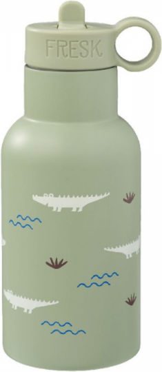 Fresk Crocodile Stainless Steel Kids Water Bottle Thermos with Straw Coffee 350ml