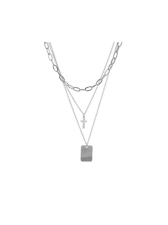 Awear Necklace Triple from Steel with Letter Option