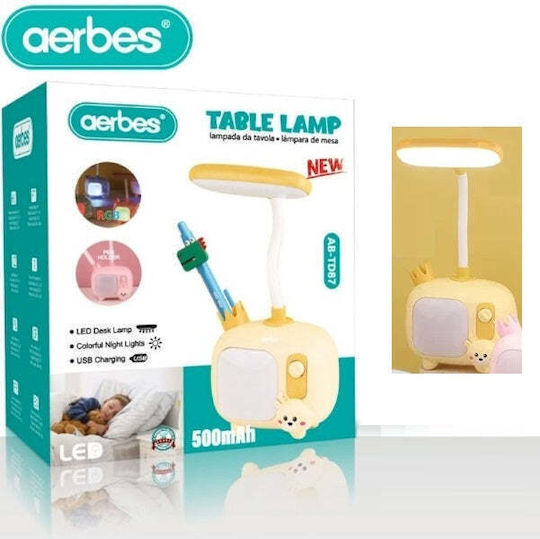 Aerbes Led Παιδικό Φωτιστικό Γραφείου Κίτρινο 14x10x8εκ.