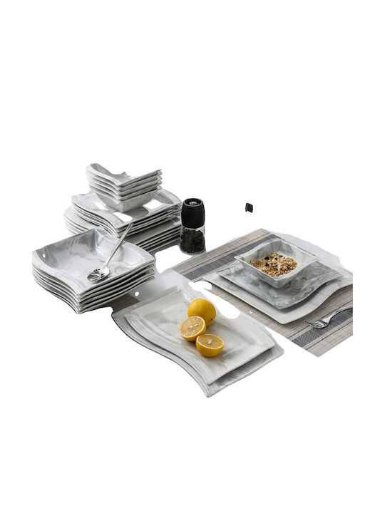 Marble Gray Porcelain Dinnerware Set 26-piece Eco-friendly Durable 26-piece