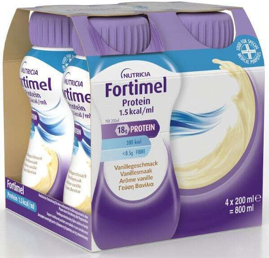 Nutricia Fortimel Protein 1.5 kcal Ειδικό Συμπλήρωμα Διατροφής 4 x 200ml Βανίλια