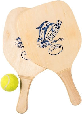 Ocean Power Game Beach Rackets Set Beige with Straight Beige Handle and Ball ABD1