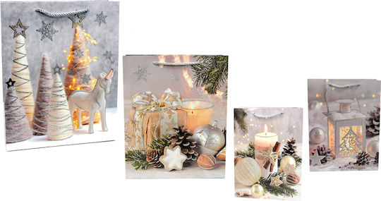 Large Christmas Silver Glitter Bags 31cm X 40cm 0530120 Includes 12 Pieces