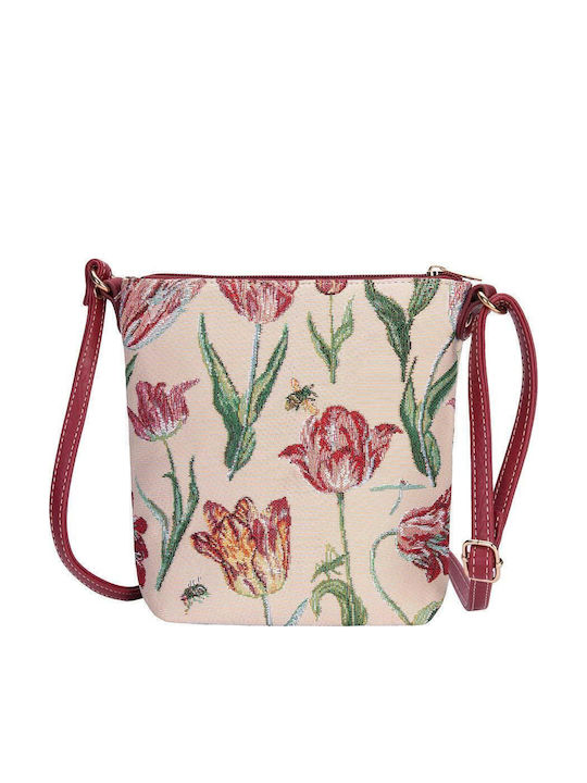 Signare Tulip White Γυναικεία Τσάντα Χιαστί Μπεζ