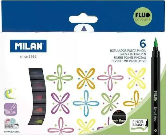 Filzstifte Pedalspitze 6 Farben Fluo Milan