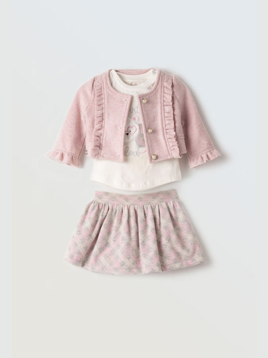 Evita Kids Set with Skirt Winter 3pcs Pink