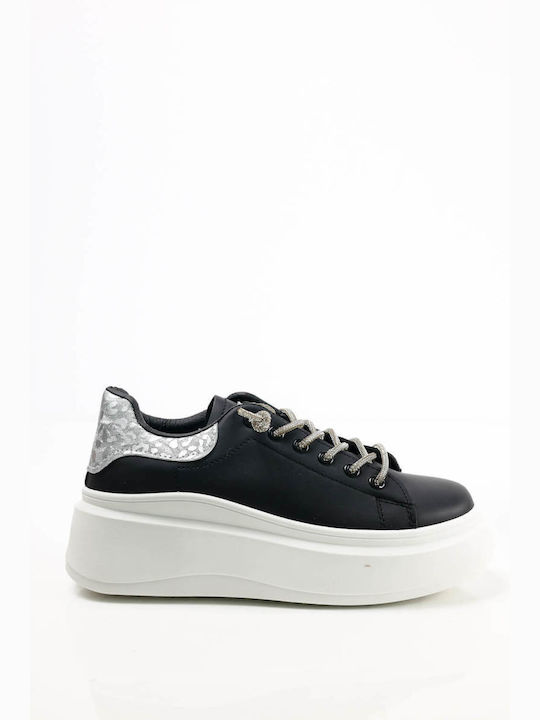 Black Sneakers with Rhinestone Details Modern Style