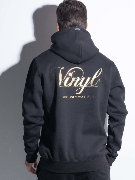 Vinyl Art Clothing Φούτερ με Κουκούλα Μαύρο