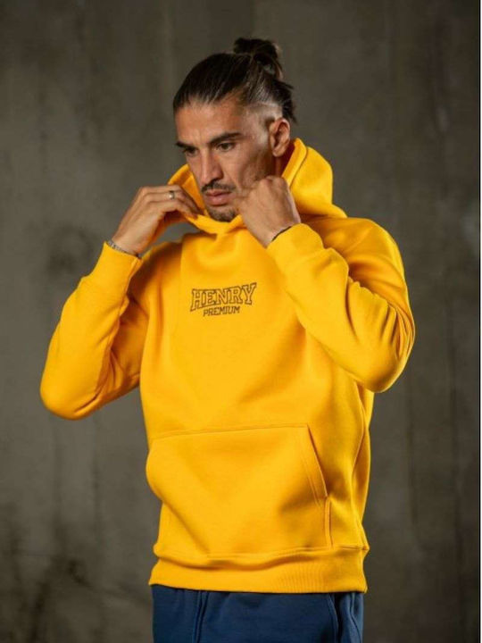 Henry Clothing Henry Ανδρικό Φούτερ με Κουκούλα Yellow