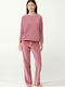 Vamp Winter Damen Pyjama-Set Samt Pink Nectar