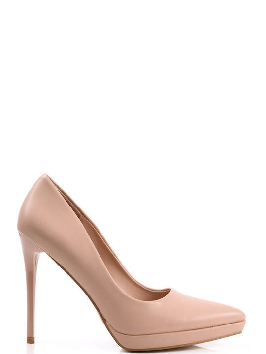 Nude High Platform Pumps