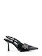 Black Pointed Pumps with Decorative Buckle Straps