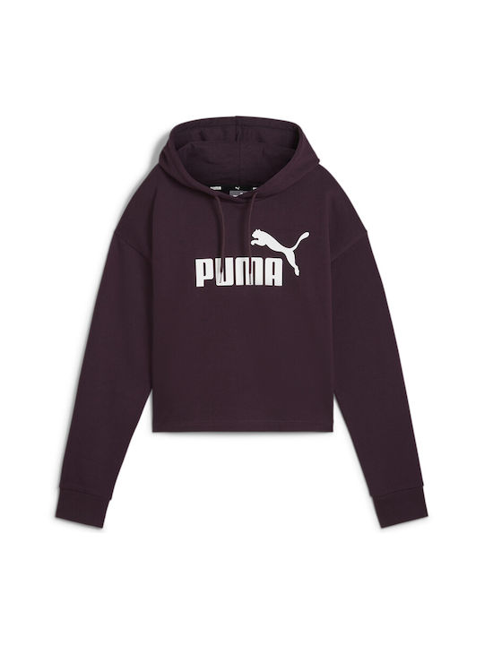 Puma Women's Cropped Hooded Sweatshirt Burgundy