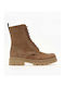 Leather Women's Ankle Boots Beige