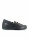 Leder Damen Loafers in Schwarz Farbe
