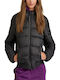 Women's Short Puffer Jacket for Winter with Hood Black