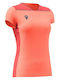 Women's Athletic Blouse Short Sleeve with V Neckline Neon Coral, Anthracite