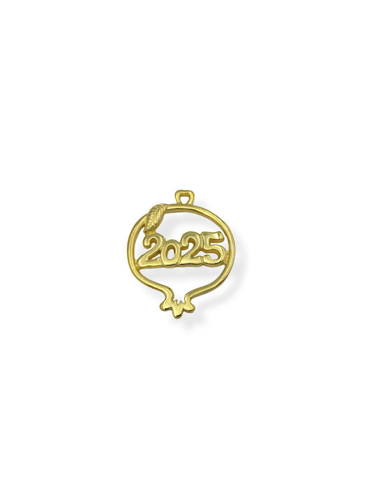 "2025" Gold Pomegranate Charm 40x32mm, Pack of 5