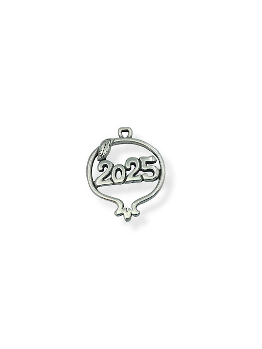 "2025" Charm de Rodie Argintie 40x32mm 5buc