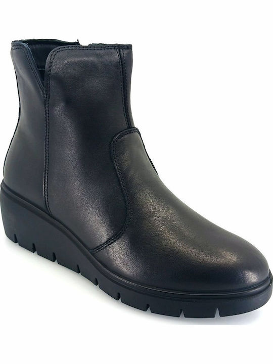 Leder Stiefeletten Damen Schwarz