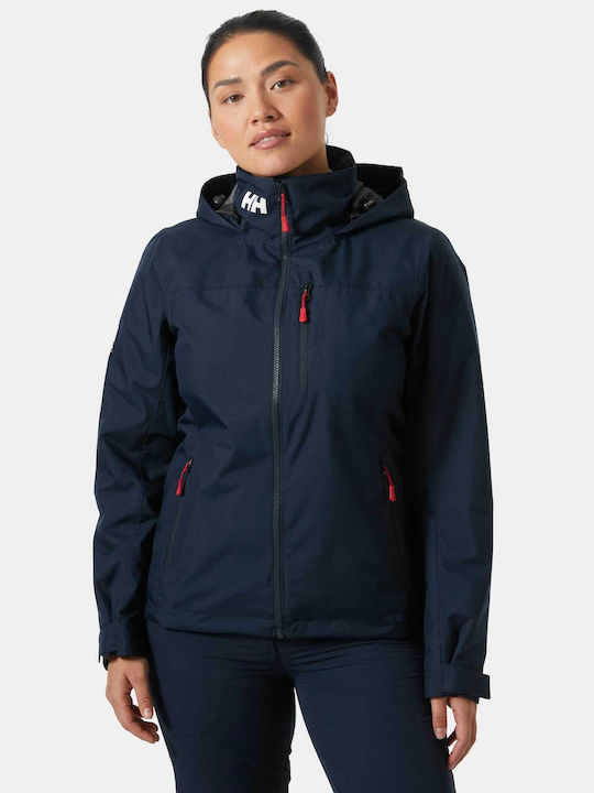 Helly Hansen Crew Women's Short Lifestyle Jacket for Winter with Hood Blue