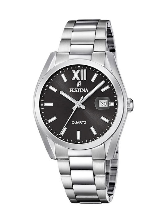 Festina Ceas Baterie cu Argintiu Brățară metalică