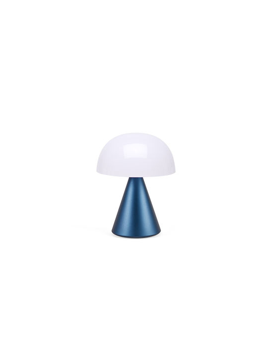 Lexon Metal Table Lamp LED with White Shade and Blue Base