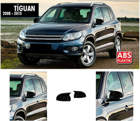 Mirror Covers Compatible Vw Tiguan 2007-2015 Glossy Black Batman Style