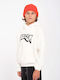 Fleece Kinder-Sweatshirt mit Kapuze und Taschen white Tookool