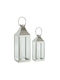 Ankor Floortop Metallic Lanterns Set Silver 21x20x58cm 2pcs