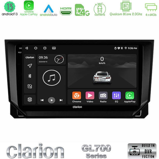 Clarion Car Audio System for Seat Arona / Ibiza 2018> (Bluetooth/USB/WiFi/GPS/Apple-Carplay/Android-Auto) with Touch Screen 9"