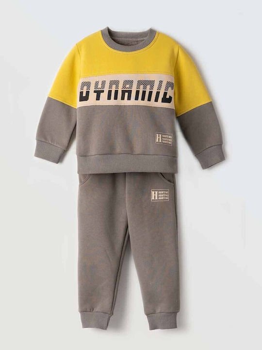 Kids Sweatpants Set Yellow-Grey 2pcs