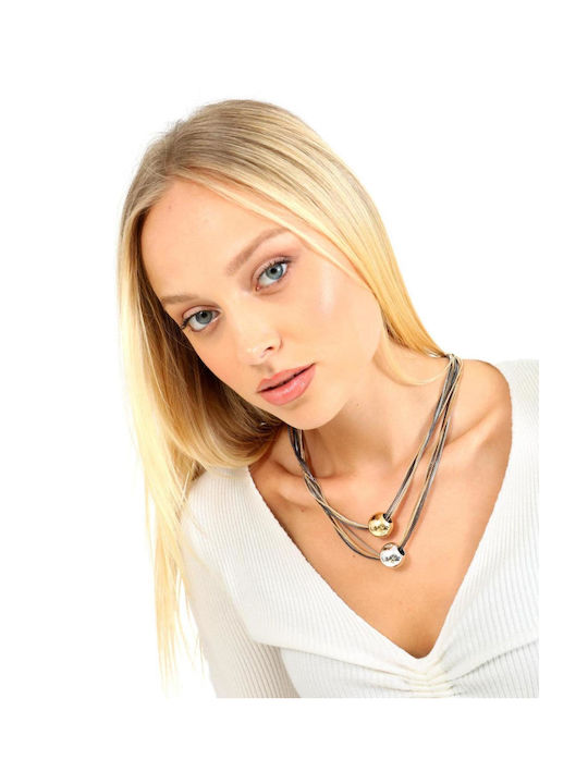 Black Silver Gold Necklace 81559